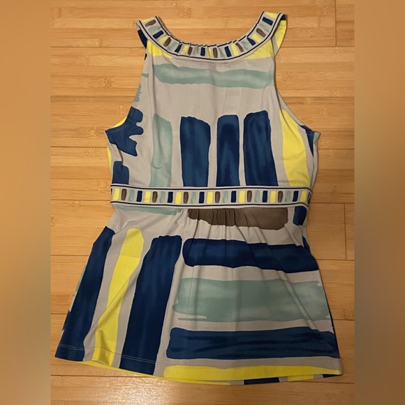 BCBGMAXAZRIA Abstract Print Sleeveless Halter Top XS - Picture 3 of 5